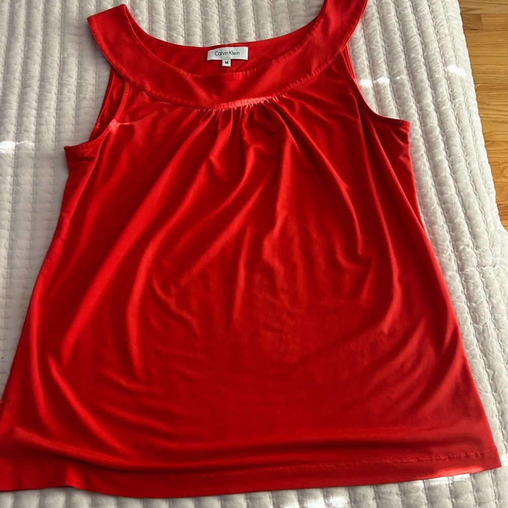 Jessica Simpson -Size Medium- Tomato Red Scoop Neck Stylish Shirt.
